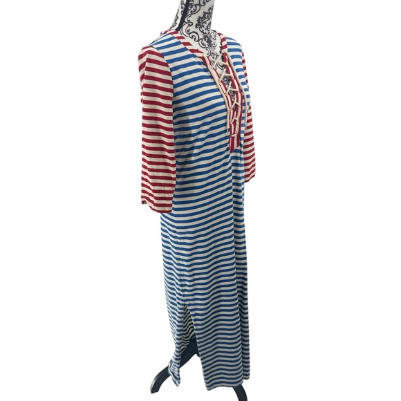 J.Crew Sammie Stripe Lace-Up Maxi Dress G3607 Baltic Red Blue Nautical Boho, S - Picture 11 of 16